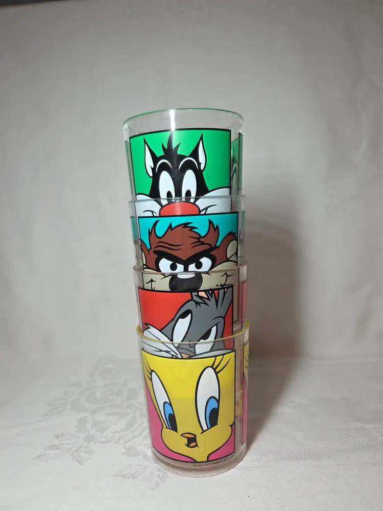 LOONEY TUNES CUPS 1991 ZAK Designs Vintage Sylvester Tweety Bugs Taz