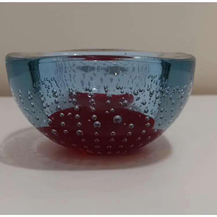 MCM Galliano Ferro Red & Clear Glass Square Trinket Dish