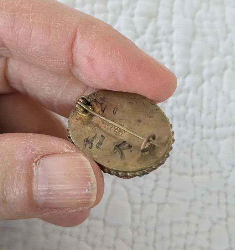 Antique Italian Micro Mosaics Brooch in Teal, Green, Blue and Red with C-clasp