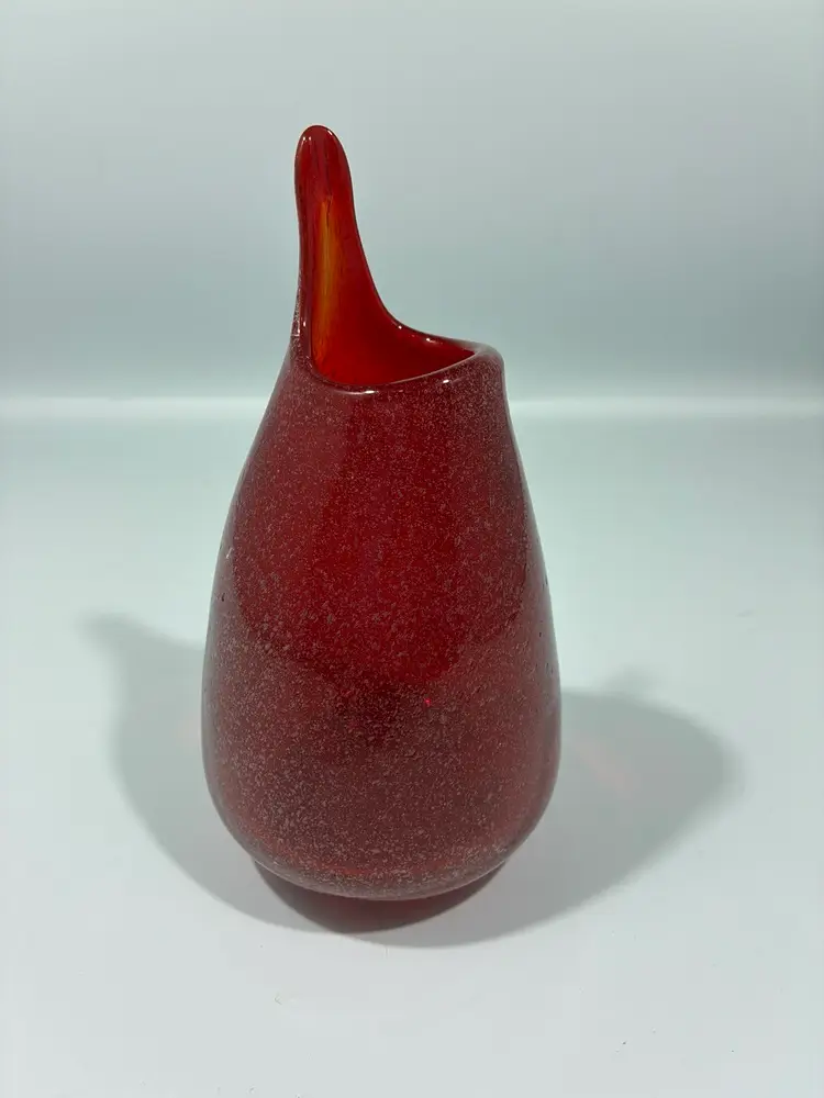 Slightly Glowy Vintage Mini Red Glass Stretch Vase