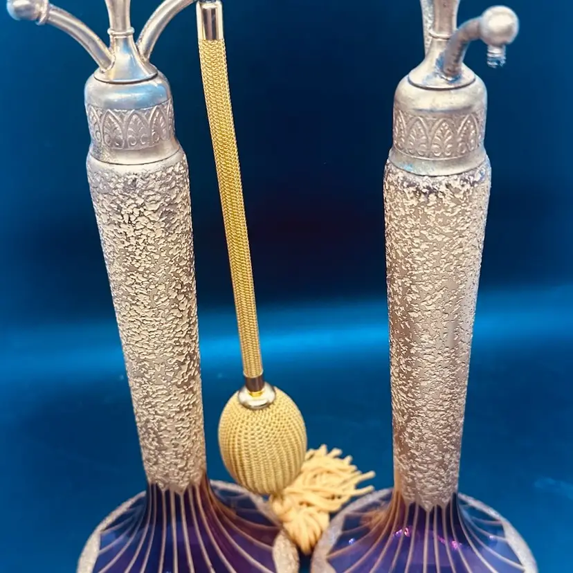 166. A pair of 1910 Steuben Devilbiss Gold Encrusted Perfume Atomizers