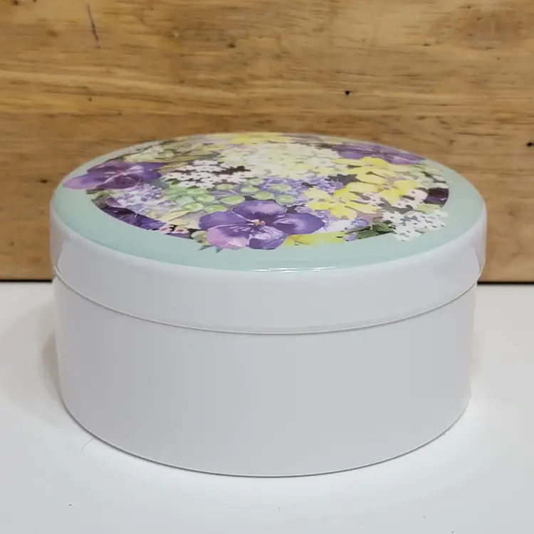 Vintage Melamine Floral Trinket Box with NOS Coasters Pastel Blooms