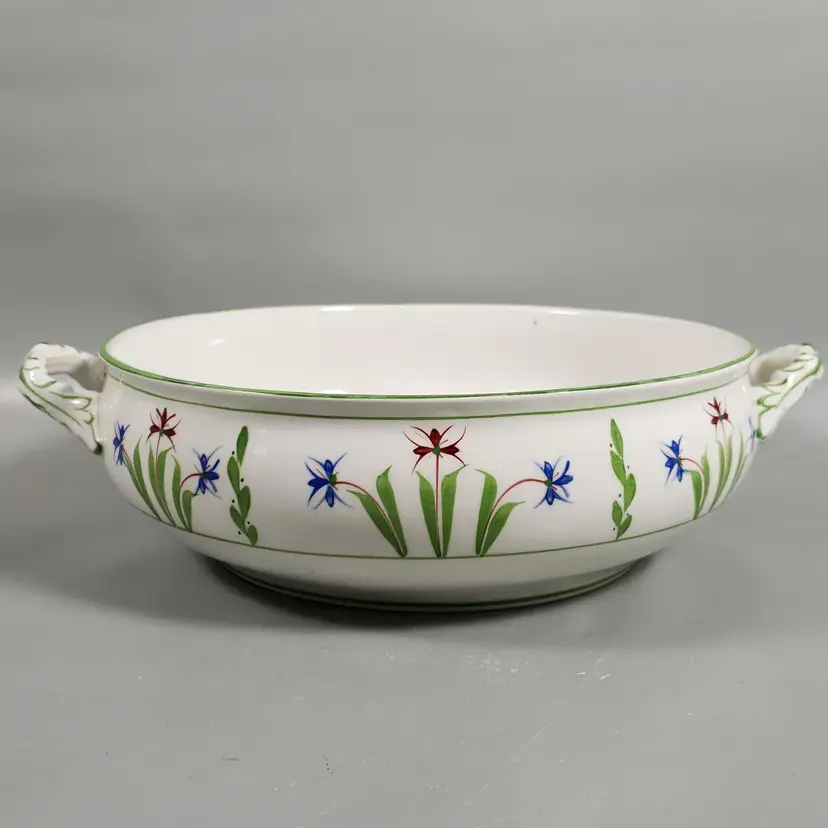 Antique DEANS 1910 Ltd Burslem Hand Painted Floral Earthenware Shallow Bowl Planter