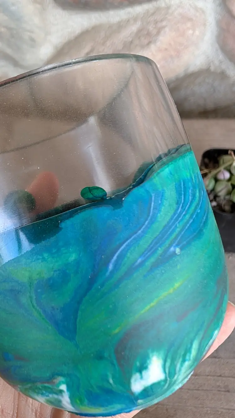 Jesmonite/Resin Pot - Green/Blue Trees - Cuppy