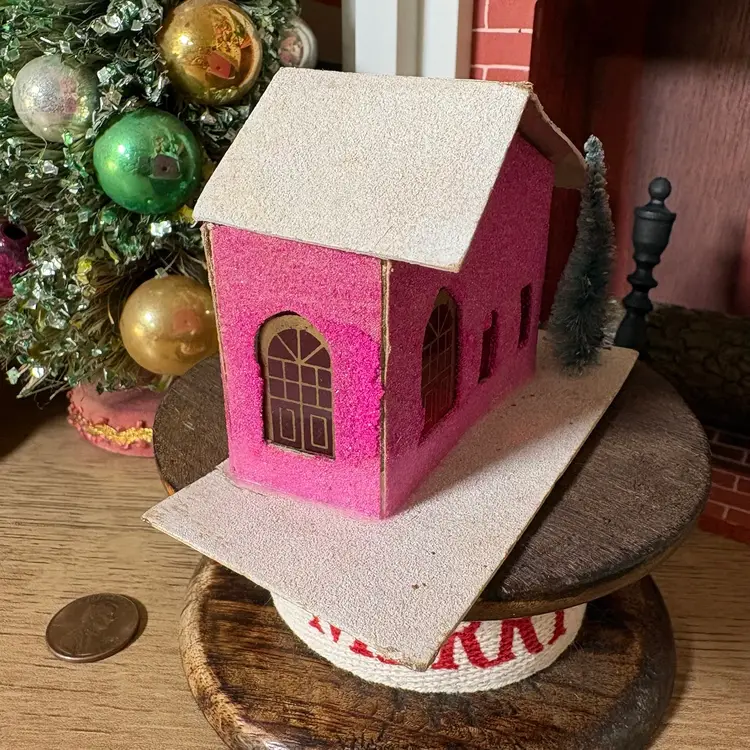 Vintage Christmas Putz Pink House
