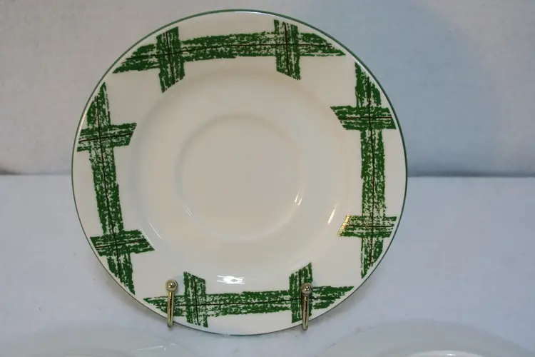 Citation Cades Cove Green Lattice Bread Dessert Appetizer Saucer plates set of 4