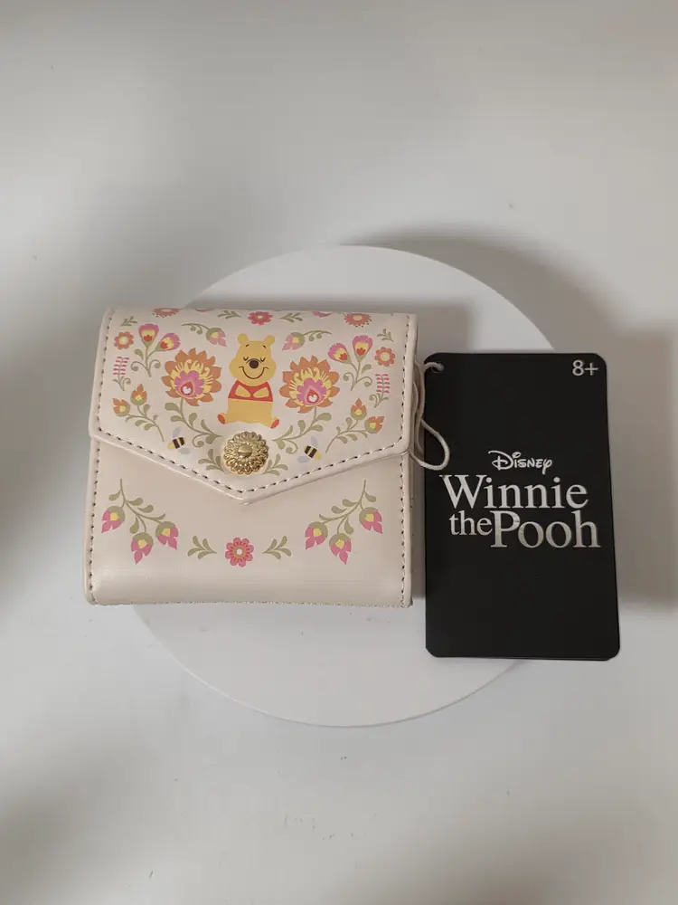 Disney Loungefly Winnie The Pooh Floral 3 Fold Wallet NWT Cream Pink Green Color