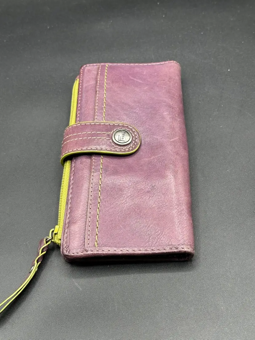 FOSSIL Weekender Floral Leather Patchwork Checkbook Clutch Wallet