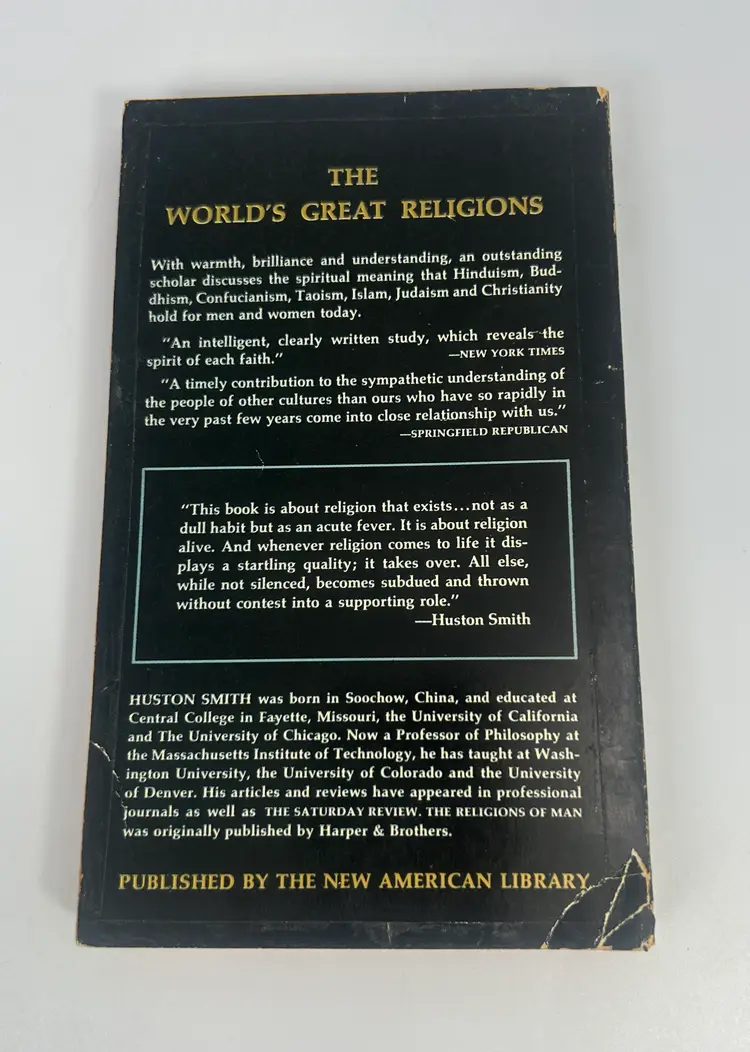 Vintage 'The Religions of Man' Huston Smith Paperback Book 1959 Mentor