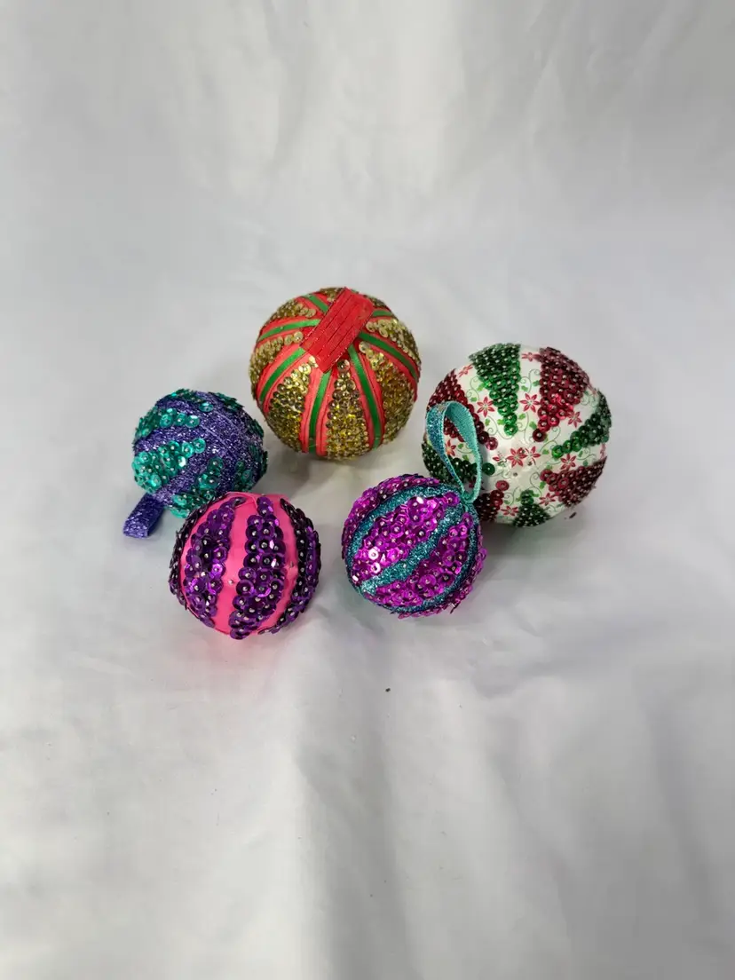 VTG Beaded Kitschy Christmas Ornaments