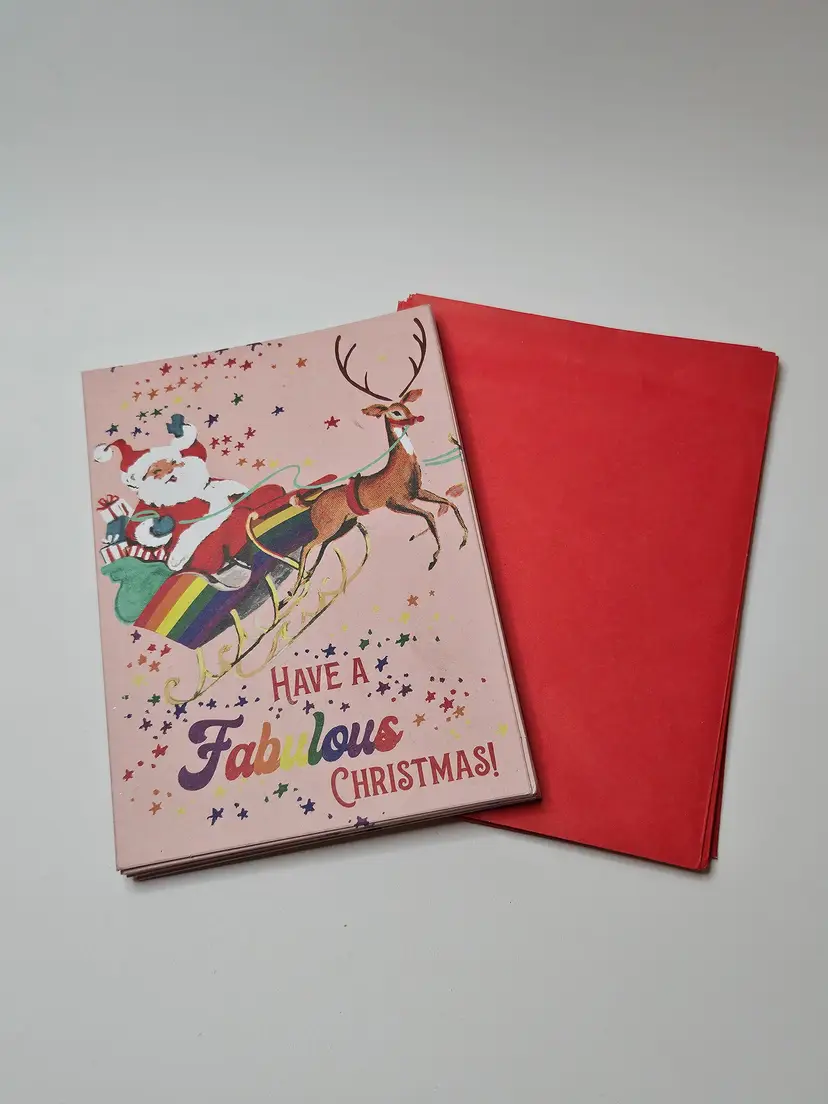 Eleanor Stuart Fabulous Christmas Cards With Envelopes Blank Inside Santa Sleigh