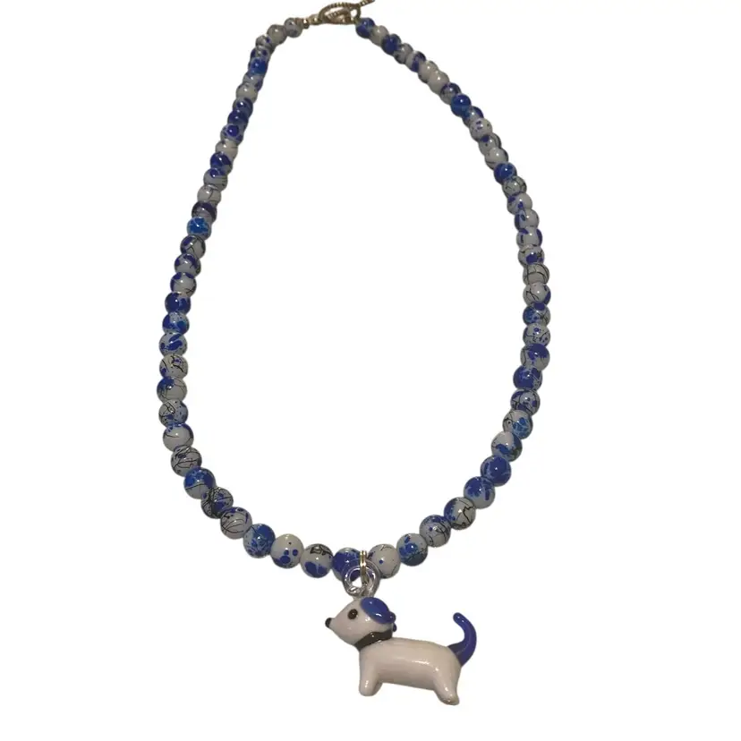 Hand blown Glass Necklace Pendant Dog-Style Art Piece