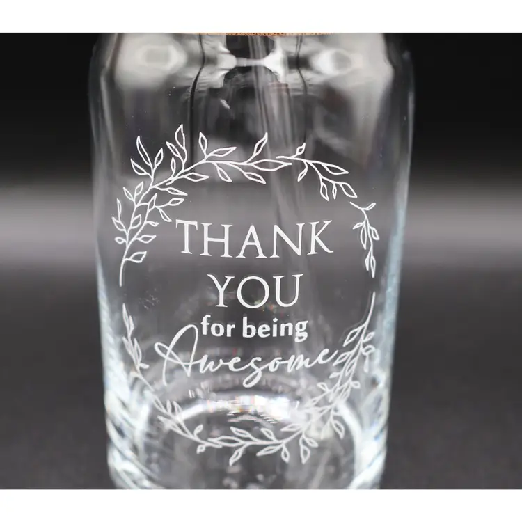 Inspirational Drinking Glass with Bamboo Lid Glass Straw Cup