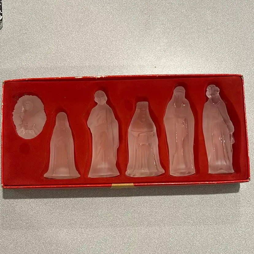 Vintage Frosted Glass Nativity Set
