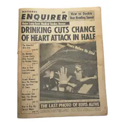 National Enquirer Tabloid Magazine Issue From 1977 Featuring Elvis Presley & Various Articles