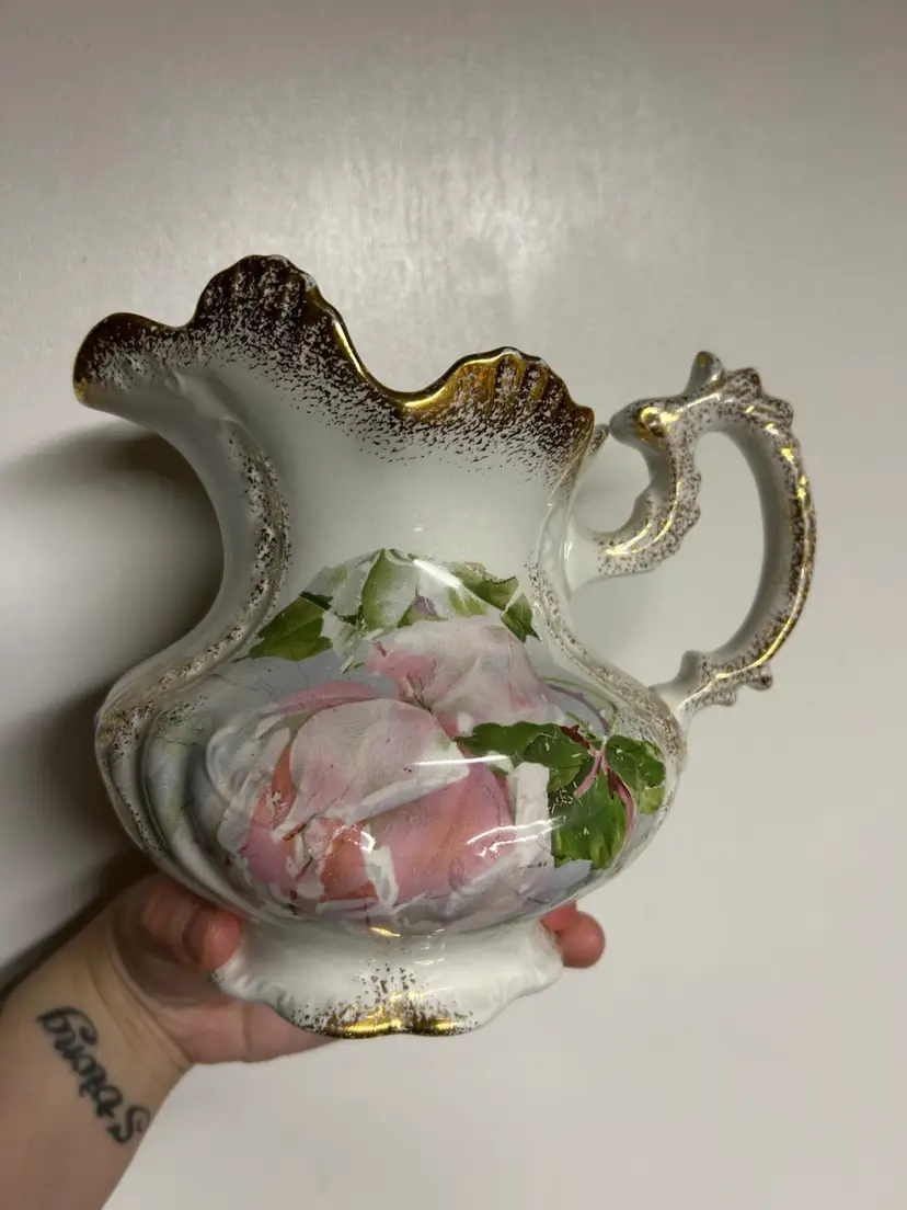 Vintage Ornate Floral Pitcher