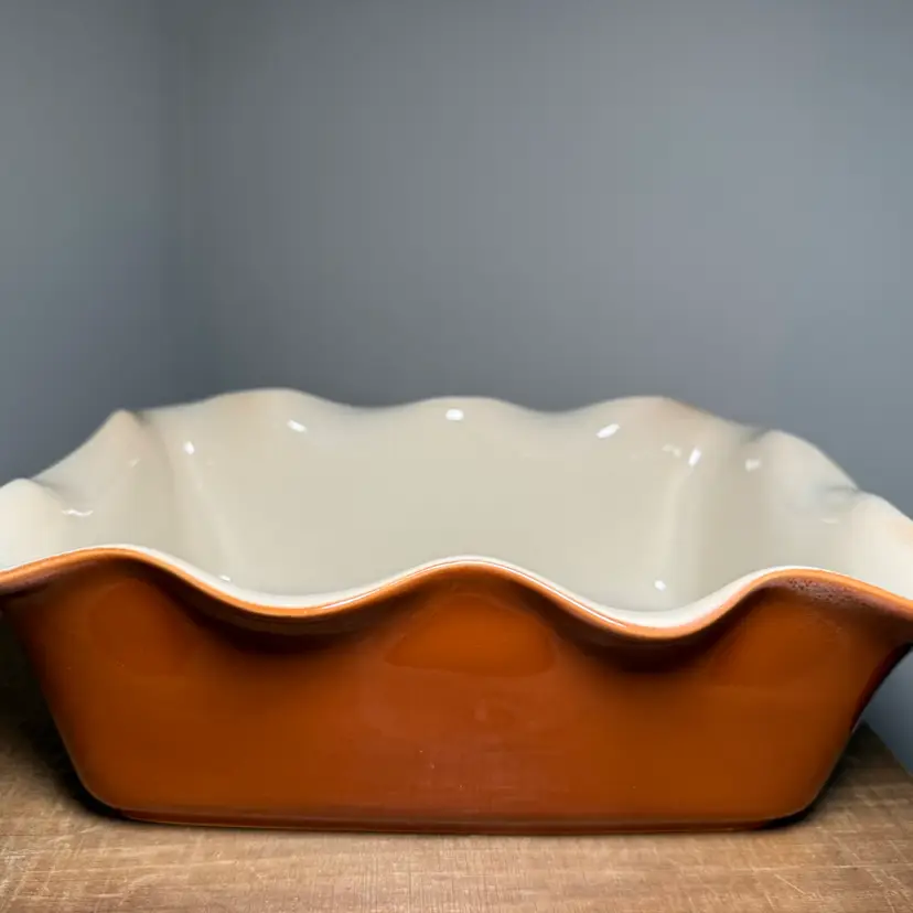 Precidio Orange Square Scalloped Rim Stoneware Baking Dish