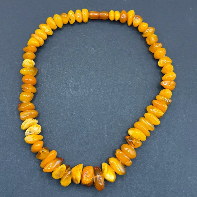 Russian Egg Yolk Amber 19” Necklace With Barrel Closure