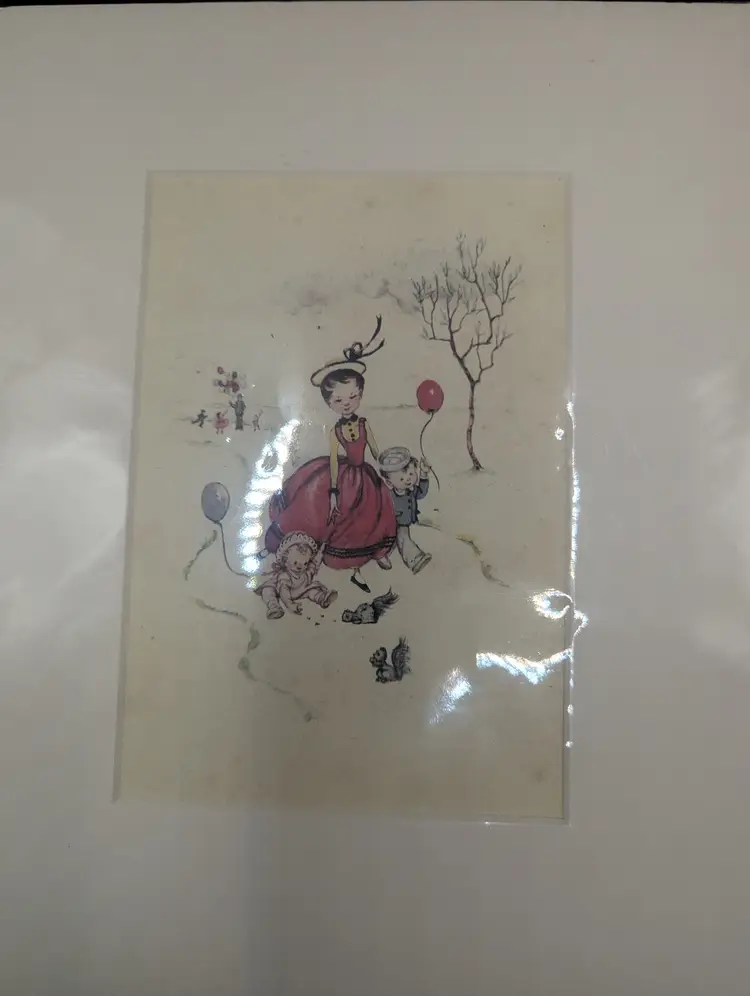 Vintage Donald Art Mother & Child In Vintage White Stamped Wall Hanging Unframed.