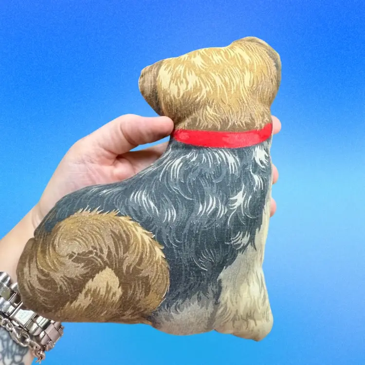 Vintage Lithograph Handmade Cloth Stuffed Dog