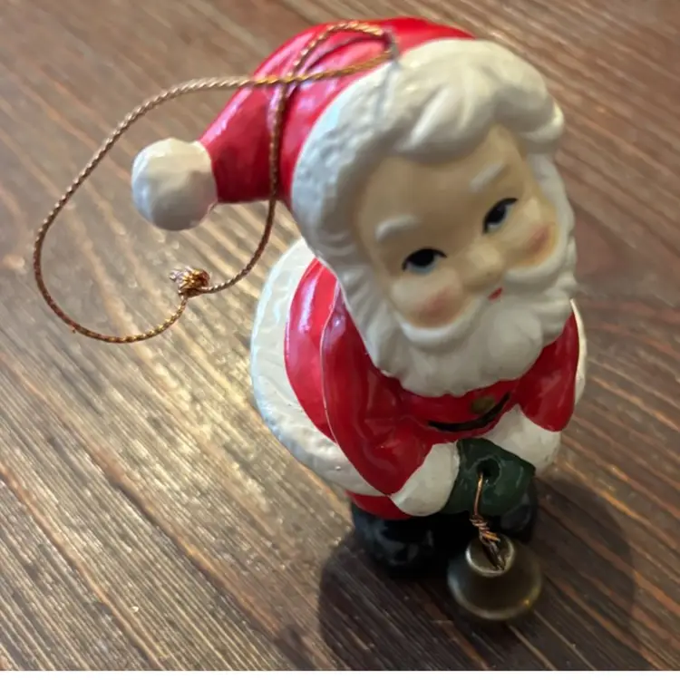 Lefton Vintage MC 1950’s-60’s Santa Ornament 3”