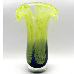 Teleflora Tulip Blue And Green Vase 8” Tall