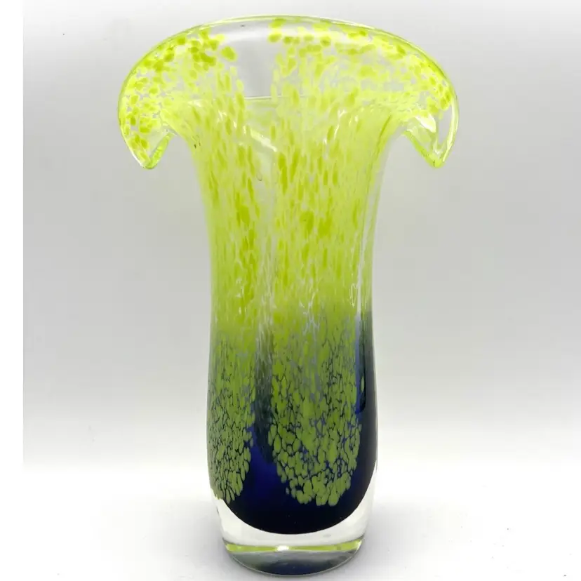 Teleflora Tulip Blue And Green Vase 8” Tall