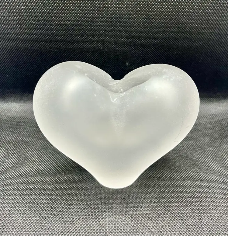 Svend Jensen frosted crystal heart bud vase or paperweight