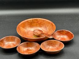 Vintage Formosa Wood Peanut Bowl 6-Piece Set - Made of Genuine Tsubaki Wood.