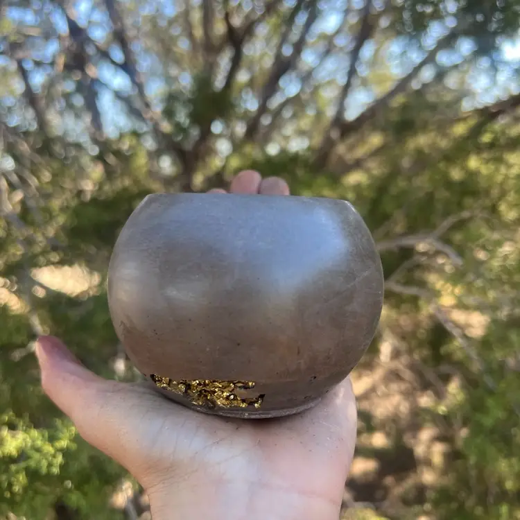 3” Brown & Gold Glass Concrete Planter