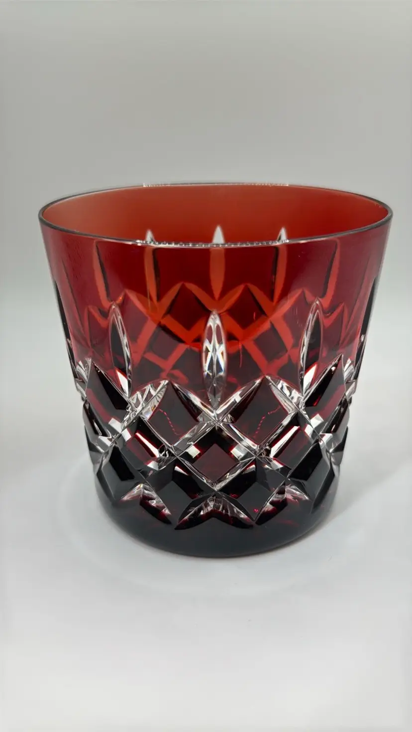 Red Double Old Fashioned Glass Arabella by AJKA
