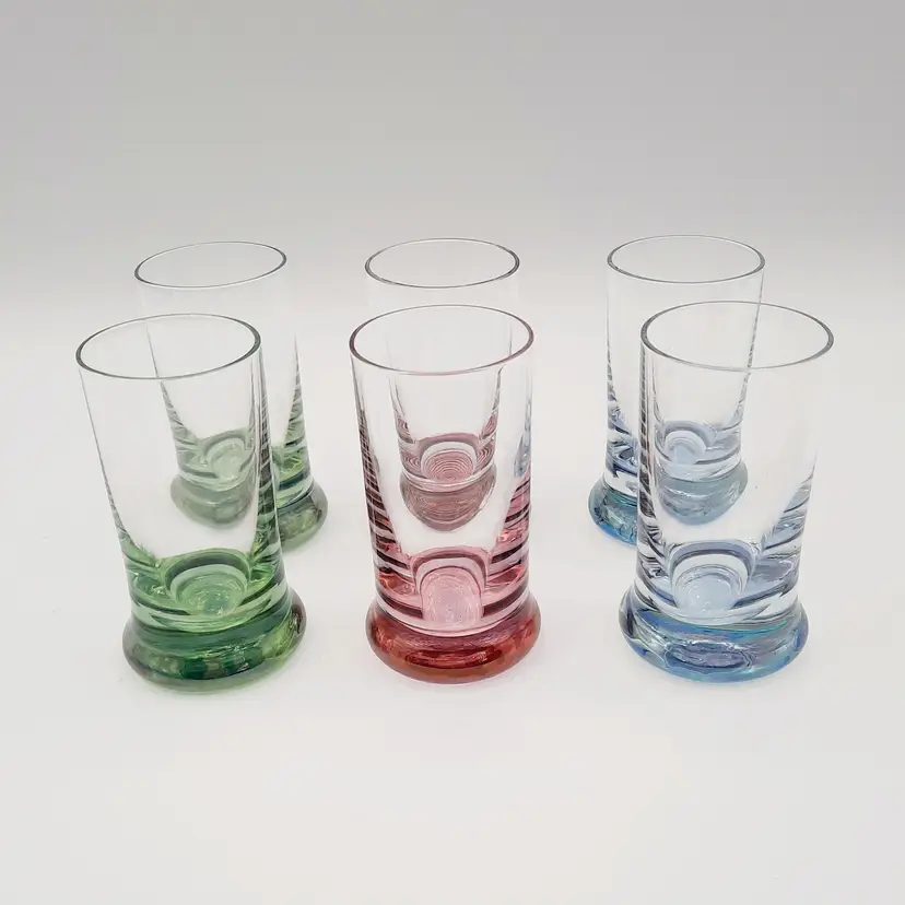 Pastel Iridescent Shot Glasses Set Of 6 Pink, Blue & Green