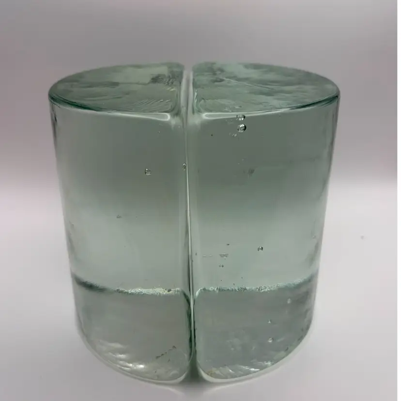 Mid-Century Modern- Blenko Clear Glass Half Moon Bookends- Pair by Wayne Husted- Heavy! 5”Tall, 2.5” Wide