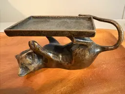 Playful Brass Kitten Business Card Holder