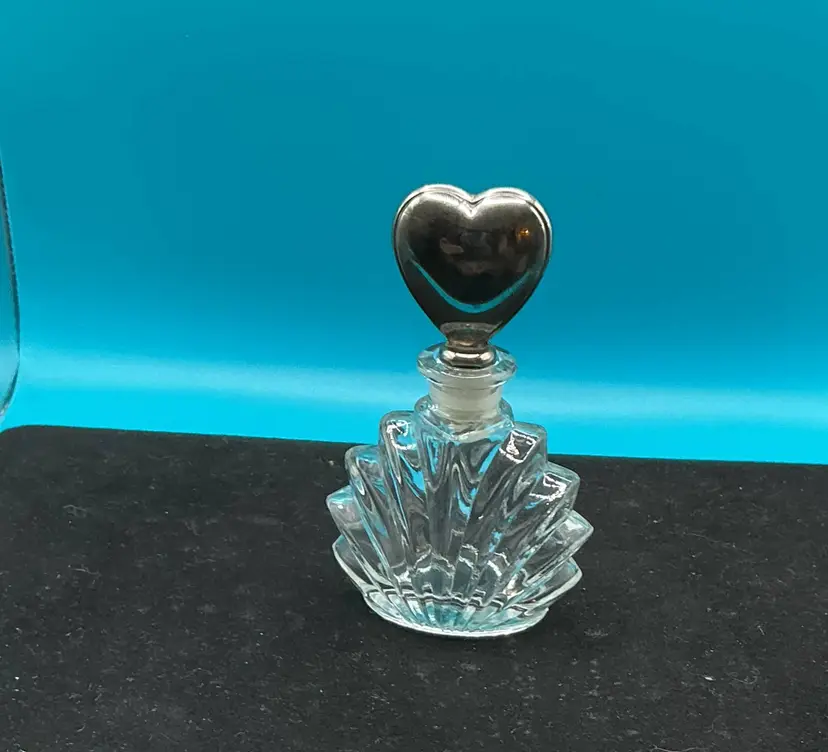 Vintage Heart-Top Glass Perfume Bottle