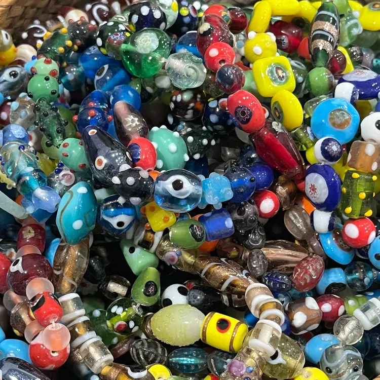 12 Piece Chunky Glass Bead Stretch Bracelet Assortment Wholesale Lot Made In The USA