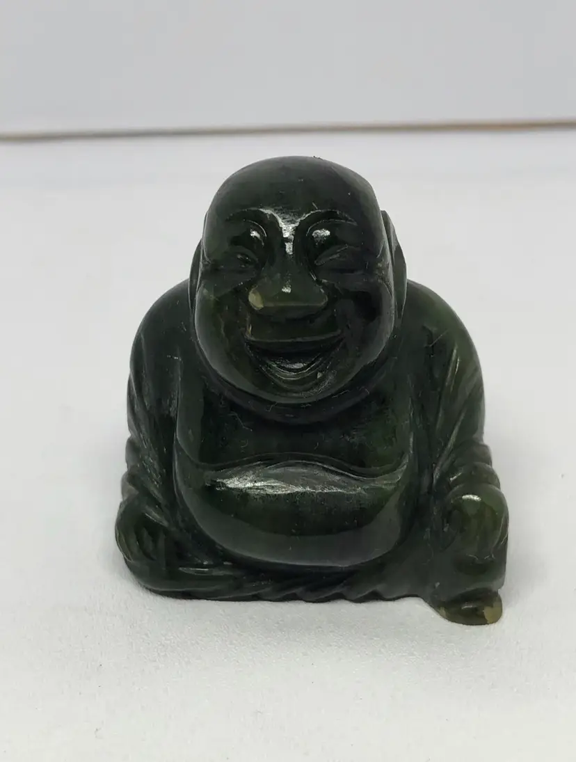 Carved Jada Happy Buddha Figurine