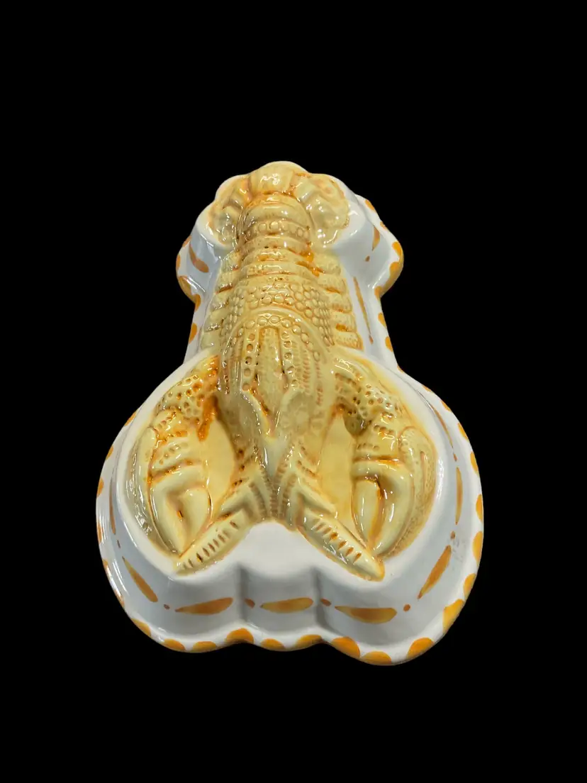 Vintage Bassano ABC  Made in Italy Lobster Mold Wall Hanging Kitch Yellow White