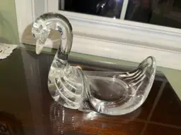 Vintage large Clear Plastic Lucite Swan Dish/figure - Trinket Holder Kitsch