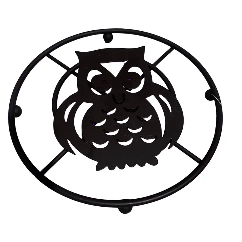 NEW metal, dark and moody owl trivet MCM Mid Century Modern Decore