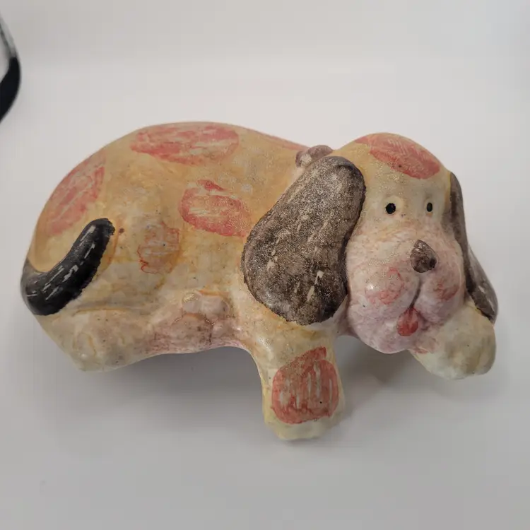 Italian Pottery Puppy Dog Shelf Sitter 3.5 x.6 inches