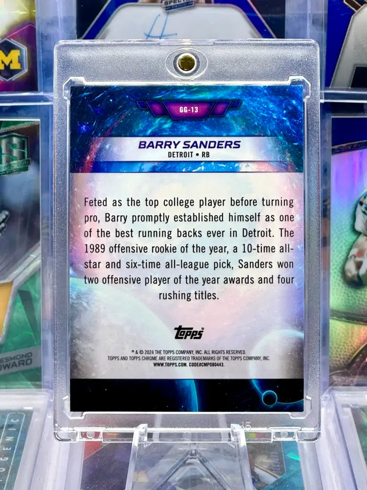Barry Sanders 2024 Topps Chrome Cosmic /99 Blue Pulsar Prizm Refractor SP Detroit Lions