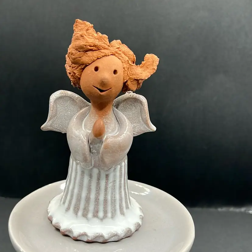 topferei brandi , austria angel figurine vintage Just Over 3” Tall