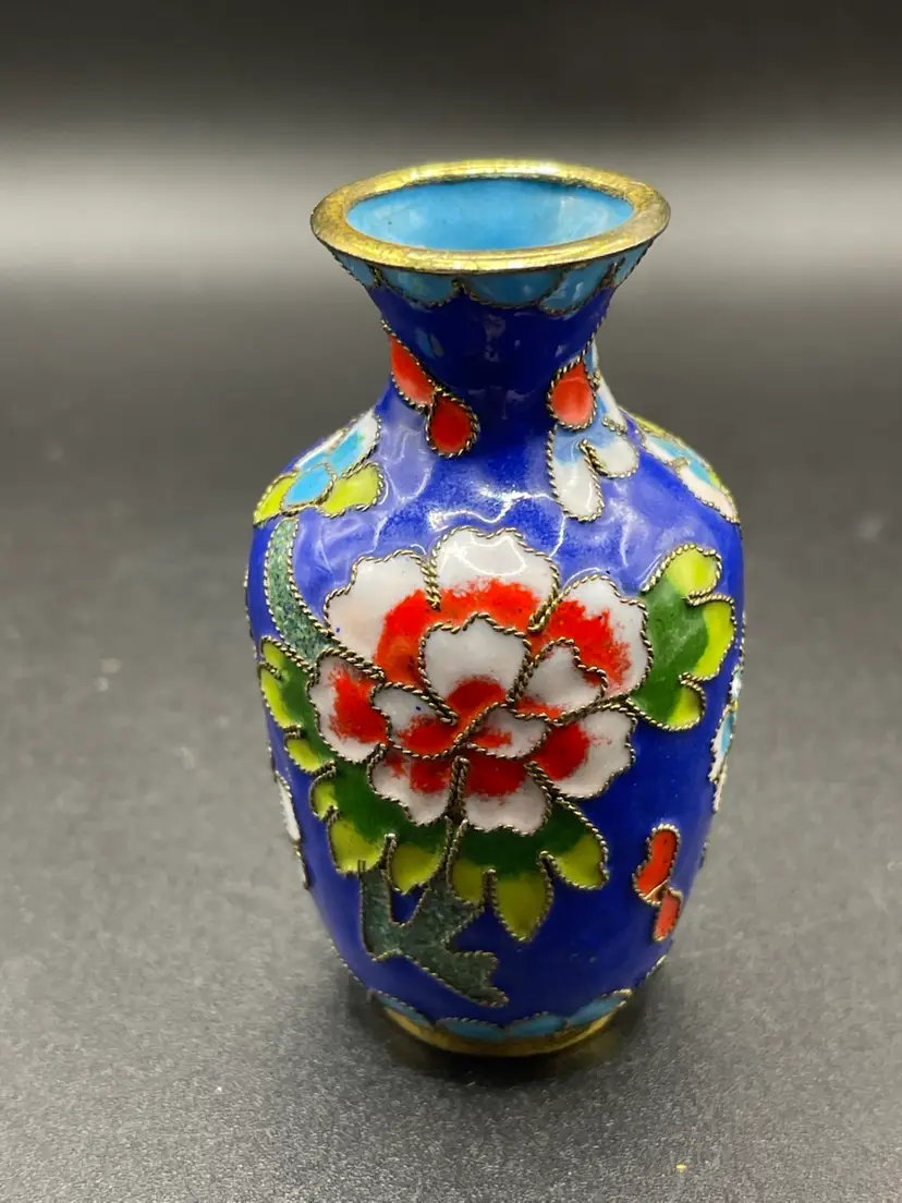 Vintage Miniature Cloisonné Floral Vase