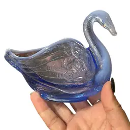 VTG Fenton blue opalescent glass swan