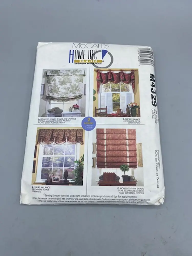 MCCALLS PATTERN 4329 WINDOW TREATMENTS SHADES VALANCES UNCUT VINTAGE 2003 FF