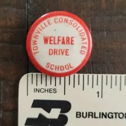 Vintage Townville Consolidated School Welfare Drive Pin 7/8" Pinback