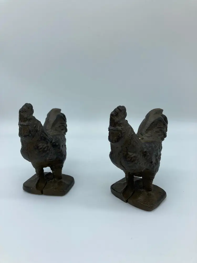 Pair of Standing 
Cast Iron Roosters