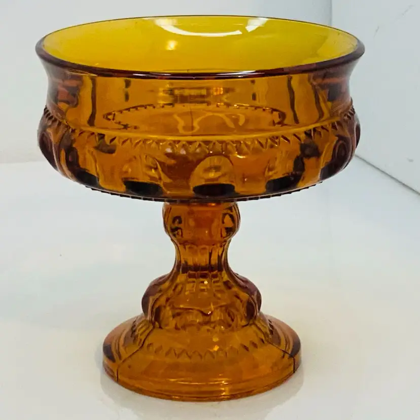 Vintage Indians Glass Amber Candy Dish