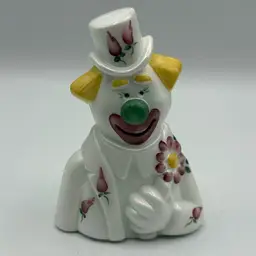 Fenton Milk Glass Iridescent Hand Painted Clown M. Wagner